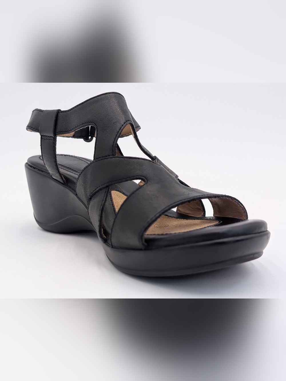 Naturalizer Tanner Size 7.5M Genuine Black Leather Ergonomic Footbed Slingback - Picture 6 of 16